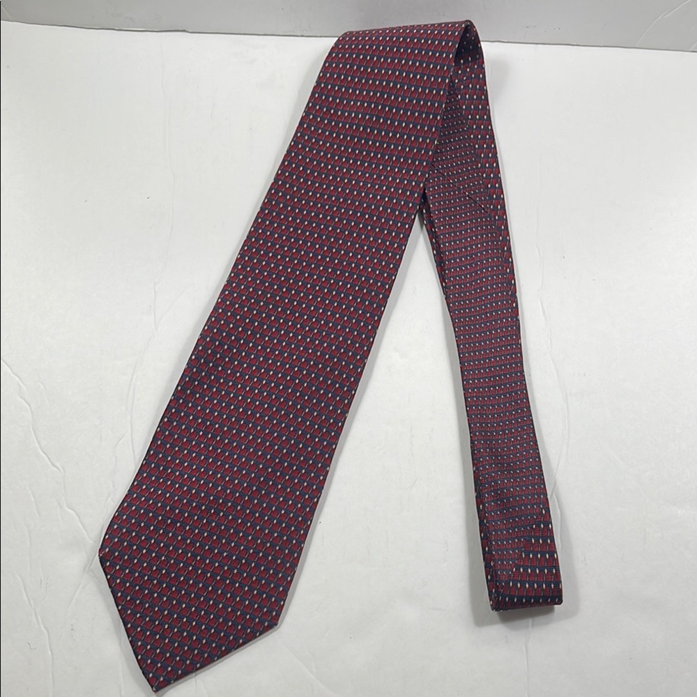 The Locker Room JZ Richards Burgandy Navy Geometric All Silk Tie Accessory